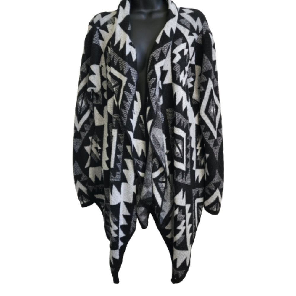 A Knitch Above Acrylic Loose Knit Sweater Open Front Assymetrical size large